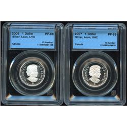 2007 & 2008 Proof Silver Loons