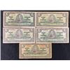 Image 1 : Bank of Canada $1, 1937 - Collection of 5 Notes