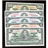 Image 1 : Bank of Canada $1 - $20, 1937 - Set of 5 Banknotes