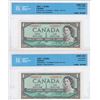 Image 1 : Bank of Canada $1, 1954 - Lot of 2 Consecutive Replacement Notes