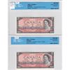Image 1 : Bank of Canada $2, 1954 - Lot of 2 Consecutive Replacement Notes