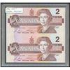 Image 2 : Bank of Canada $1 & $2 Uncut Pairs of Banknotes