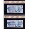 Image 2 : Bank of Canada $5, 1986 - Lot of 2 Consecutive Changeover Notes
