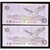 Image 1 : Bank of Canada $10, 1989 - Lot of 2 Transitional Prefix Set