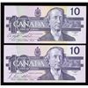 Image 2 : Bank of Canada $10, 1989 - Lot of 2 Transitional Prefix Set