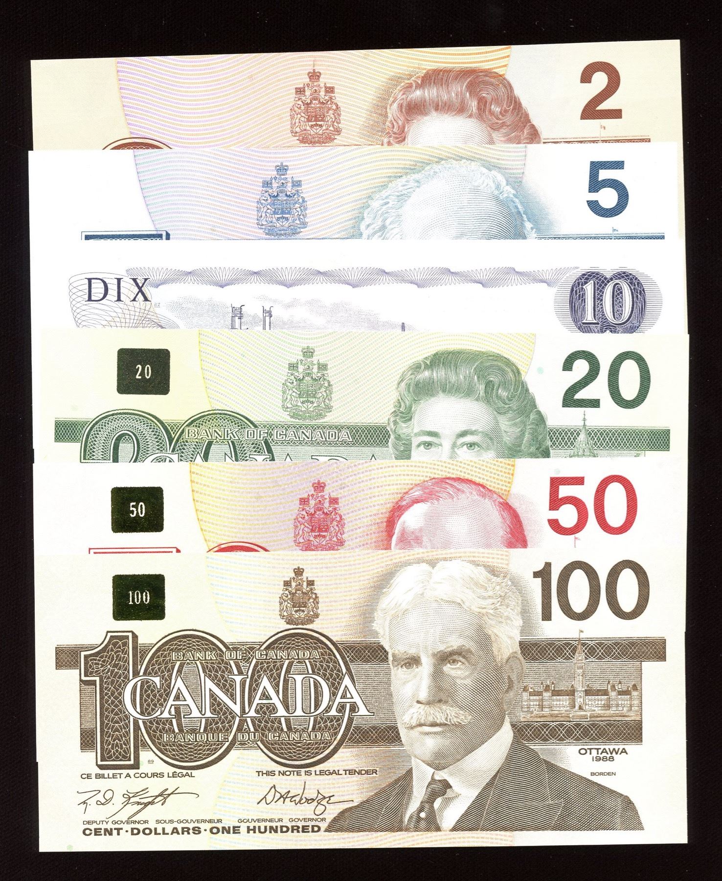 Bank of Canada Bird Series $2 - $100 Banknote Set