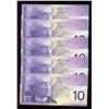 Image 2 : Bank of Canada $10, 2004 - Lot of 5 Consecutive Notes
