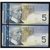 Image 2 : Matched Radar Set of Two Notes $5, 2006