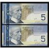 Image 2 : Matched Radar Set of Two Notes $5, 2006