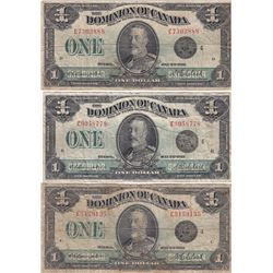 Dominion of Canada $1, 1923 (3) lot