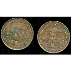 Br. 527.  Pair of 1844 BMO half pennies.