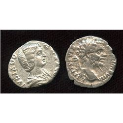 Roman Imperial - Septimius Severus (193-211 AD) & wife Julia Domna. AR Denarius. Lot of 2