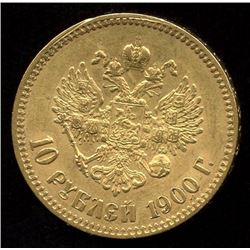 Russia 10 Rouble Gold Coin, 1900