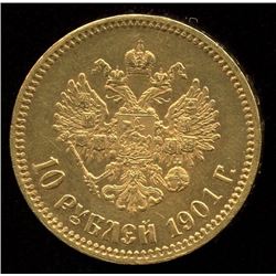 Russia 10 Rouble Gold Coin, 1901