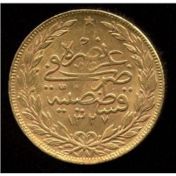 Turkey 100 Kurush Gold Coin, 1910