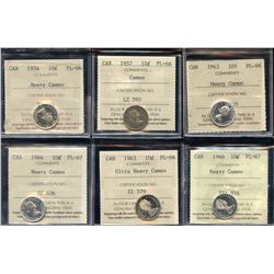 Ten Cents - Lot of 6 ICCS Graded Proof Like Coins