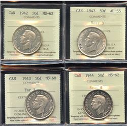 Lot of 4 ICCS Graded Fifty Cents