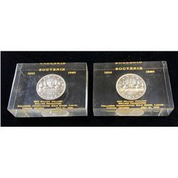 1910 - 1960 Souvenir Silver Dollar in Acrylic Holder - Lot of 2