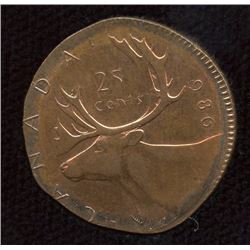 Error Coin - 1980 Canada Twenty-Five Cents Struck on Foreign Planchet