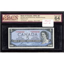 Bank of Canada $5, 1954 - Replacement Note