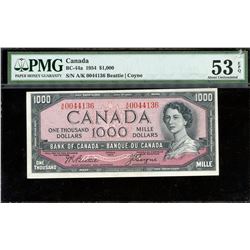 Bank of Canada $1000, 1954 Transition Note