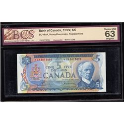 Bank of Canada $5, 1972 - Replacement Note