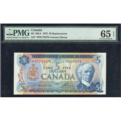 Bank of Canada $5, 1972 - Replacement Note