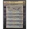 Image 1 : Bank of Canada $100, 1988 - 5 Consecutive Notes
