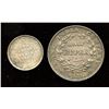 Image 1 : Lot of 2 scarce coins from India, 1892 2 Annas (EF) and 1835 Half Rupee (Calcutta Mint; EF).