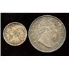 Image 2 : Lot of 2 scarce coins from India, 1892 2 Annas (EF) and 1835 Half Rupee (Calcutta Mint; EF).