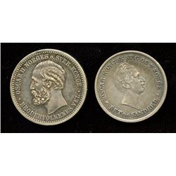 Lot of 2 Norway Silver 1 Krone, (1848, 1889)