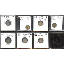 Lot of 7 USA half-dimes, 1853 to 1861