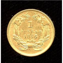 USA $1 gold, 1856 slanted 5 variety