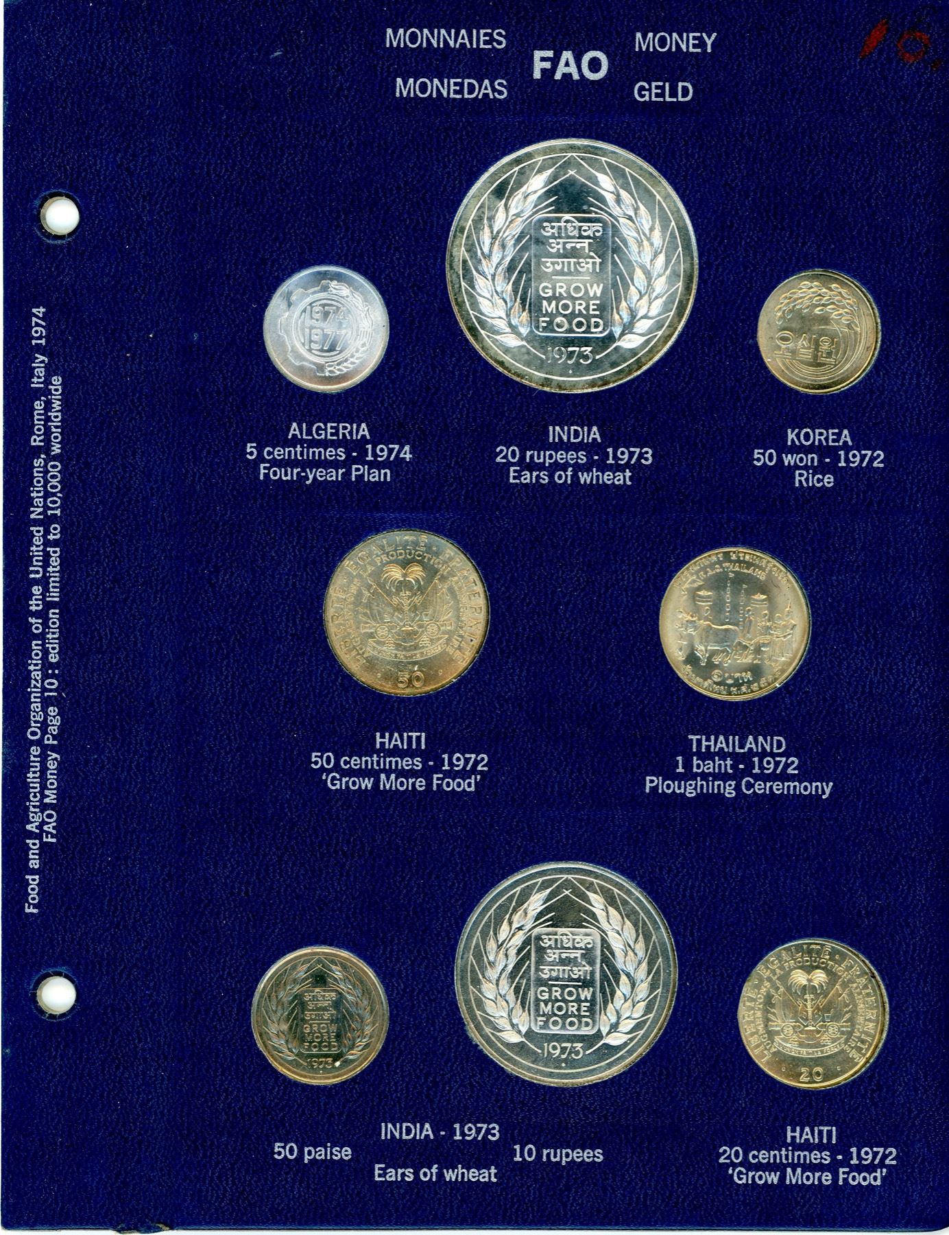 19711973 Complete BLUE FAO World Coin Album W/ Silver/Proof Coins As