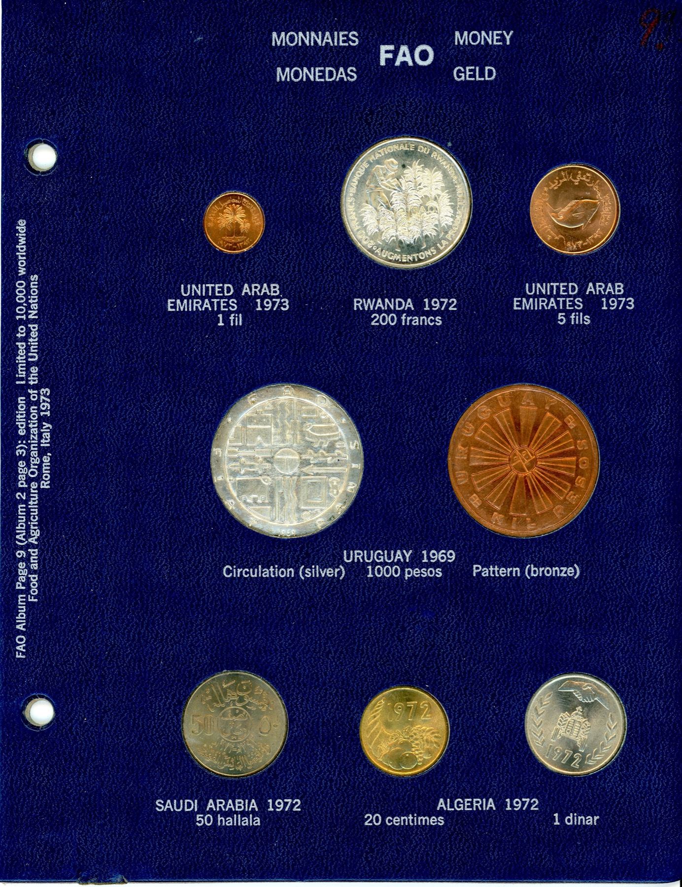 19711973 Complete BLUE FAO World Coin Album W/ Silver/Proof Coins As