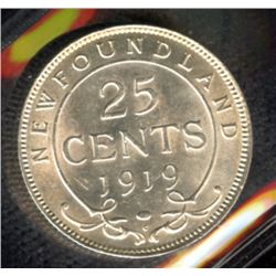 1919C Newfoundland Twenty-Five Cents