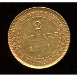 1881 Newfoundland $2 Gold