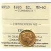 Image 2 : 1885 Newfoundland $2 Gold