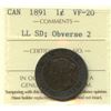 Image 2 : 1891 One Cent - LL SD; Obverse 2