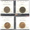 Image 1 : Lot of 4 ICCS Graded Large Cents