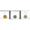 Image 1 : Lot of 3 ICCS Graded Five Cents