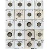 Image 1 : Dealer lot: single row box of carded silver 10c coins, ranging from 1900 to 1965