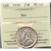 Image 2 : 1936 Twenty-Five Cents - Bar