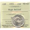 Image 2 : 1951 Twenty-Five Cents - High Relief