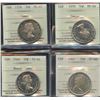 Image 1 : Lot of 4 ICCS Graded Fifty Cents
