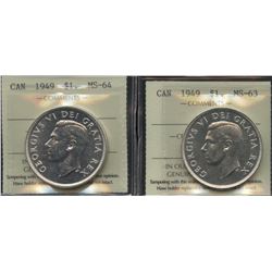 1949 Silver Dollar - Lot of 2 ICCS Graded Coins