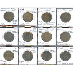 Lot of 12 US "Hard Times" tokens