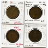 Image 1 : Lot of four Breton 522, 1837 City Bank, Half Penny Tokens.