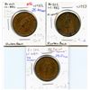 Image 1 : Lot of three Breton 522, 1837 Quebec Bank, Half Penny Tokens.