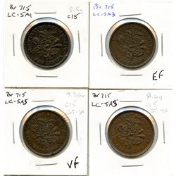 Lot of four Banque Du Peuple Un Sou.